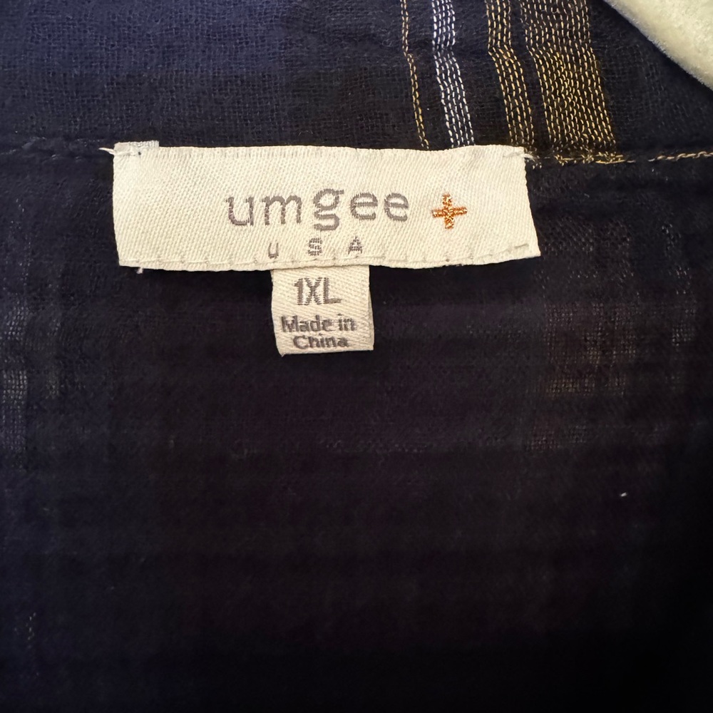 Umgee Yellow and Blue Plaid Button-Up Shirt - Picture 2 of 6